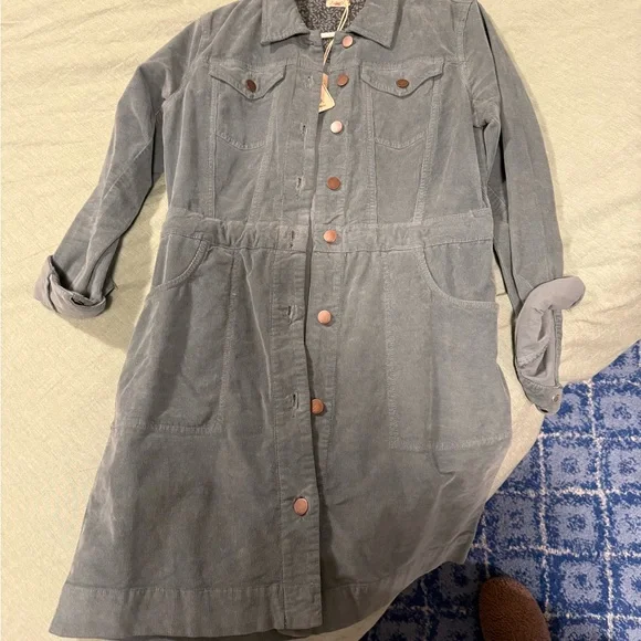 Stylish Blue Corduroy Dress - Picture 3 of 3